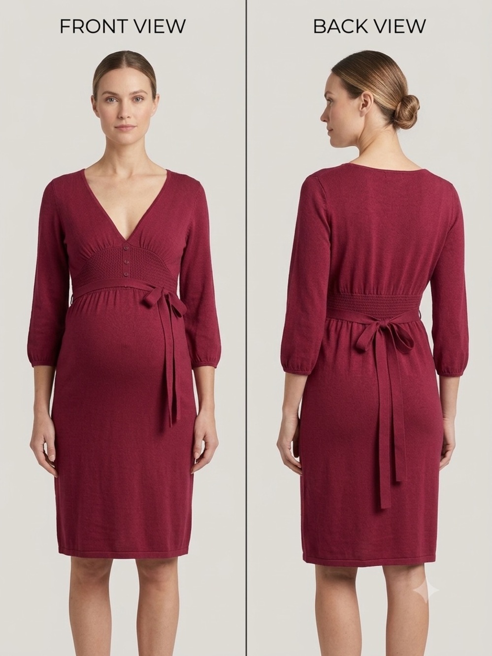 Wrap-Style Maternity Dress in Deep Wine